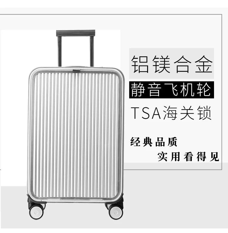 High-Quality Boarding  20" 24" Inch Size Aluminium Suitcase TAS LOCK 100% Spinner Business Trolley Luggage Bag On Wheel