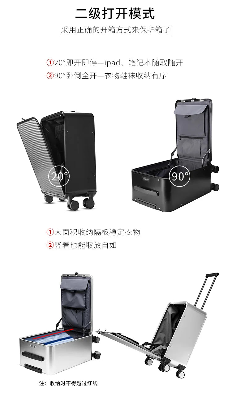 High-Quality Boarding  20" 24" Inch Size Aluminium Suitcase TAS LOCK 100% Spinner Business Trolley Luggage Bag On Wheel