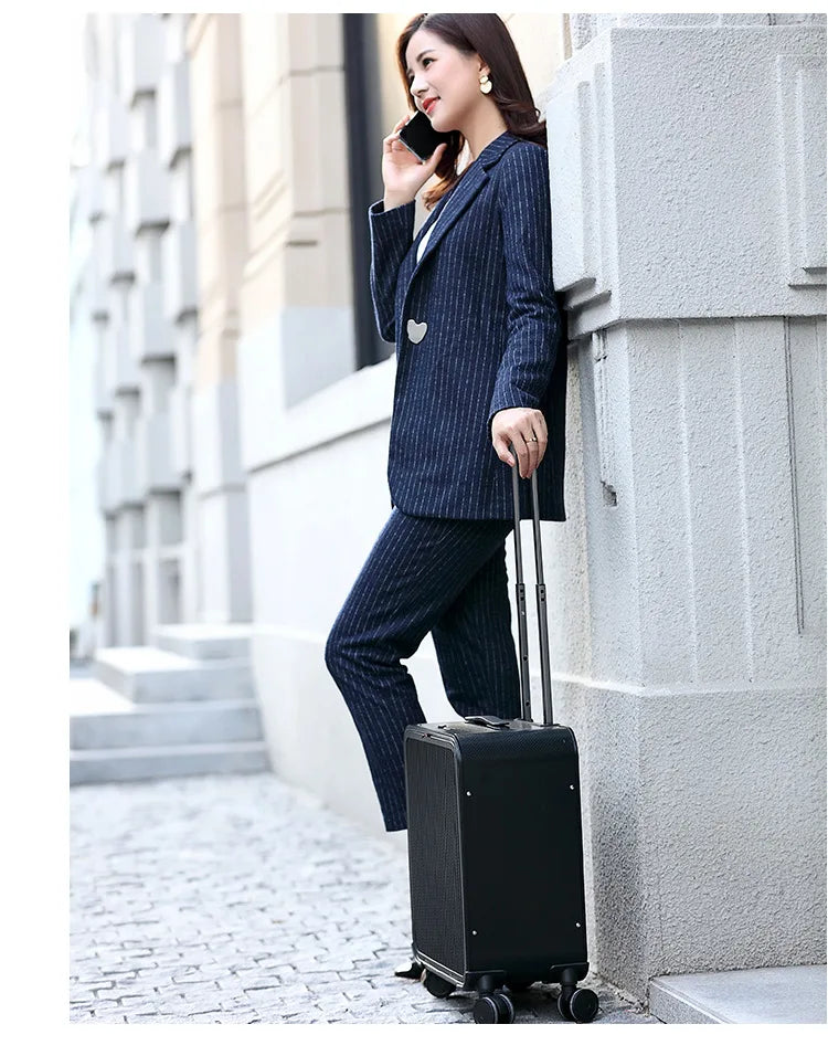 High-Quality Boarding  20" 24" Inch Size Aluminium Suitcase TAS LOCK 100% Spinner Business Trolley Luggage Bag On Wheel