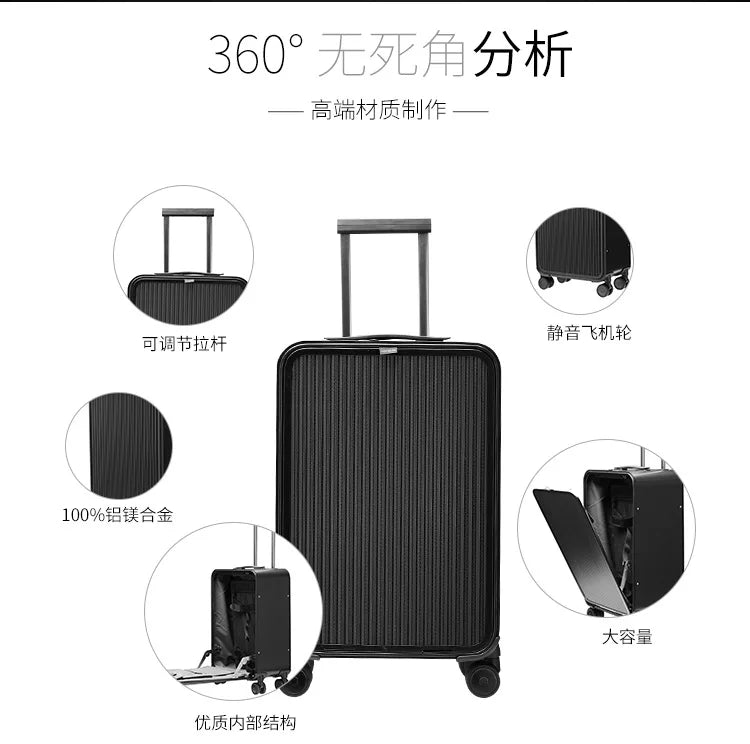 High-Quality Boarding  20" 24" Inch Size Aluminium Suitcase TAS LOCK 100% Spinner Business Trolley Luggage Bag On Wheel
