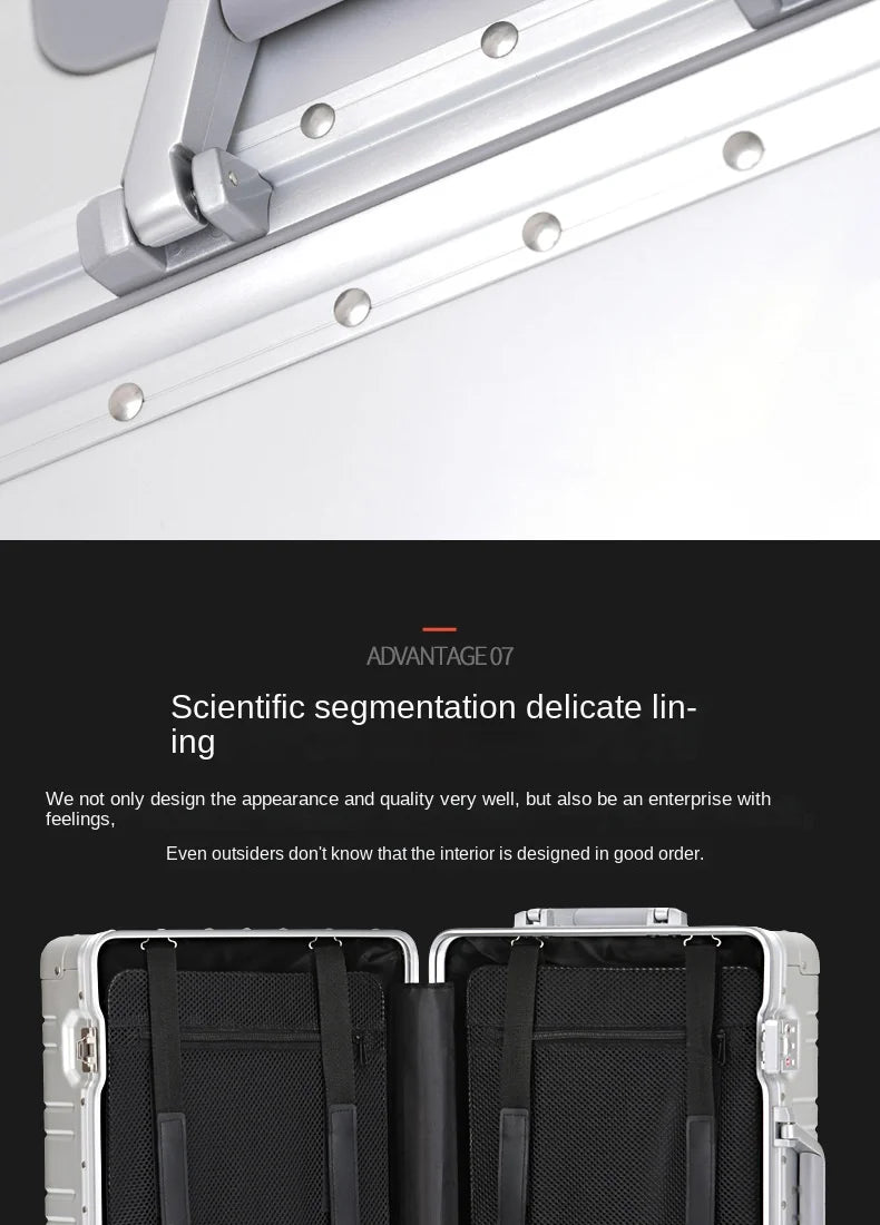High Quality Senior Travel Luggage 100% Aluminum-magnesium Alloy Material  20/24/26/28 Size Spinner Brand Travel Suitcase