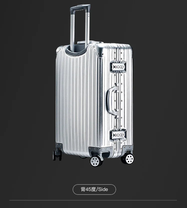 Independent design 100% Aluminum-magnesium Material High Quality 20/24/26/28 Size Travel Luggage Spinner Brand Travel Suitcase