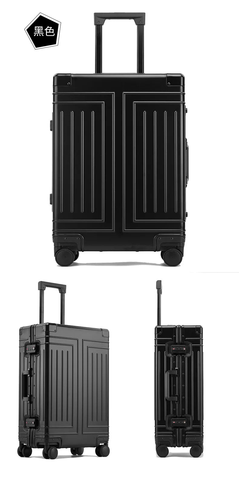 100% Aluminum-magnesium Alloy Material High Quality Senior Travel Luggage 20/24/26/28 Size Spinner Brand Travel Suitcase
