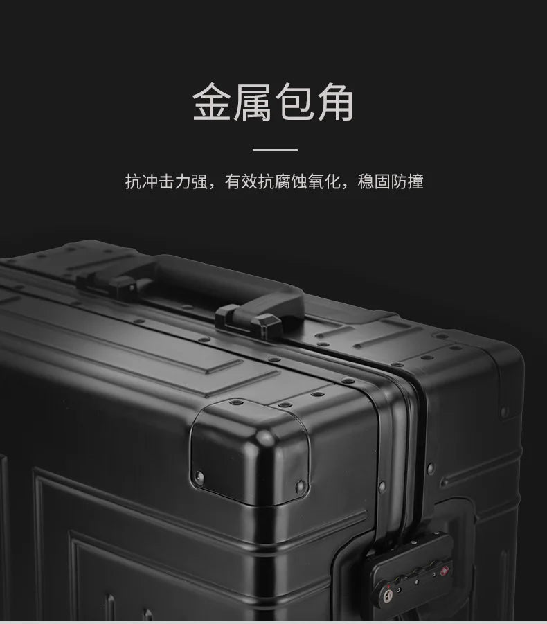 100% Aluminum-magnesium Alloy Material High Quality Senior Travel Luggage 20/24/26/28 Size Spinner Brand Travel Suitcase