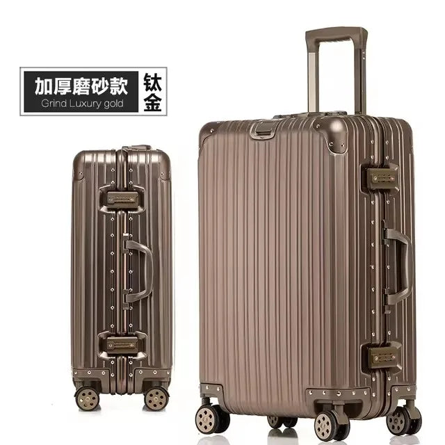 Independent design 100% Aluminum-magnesium Material High Quality 20/24/26/28 Size Travel Luggage Spinner Brand Travel Suitcase