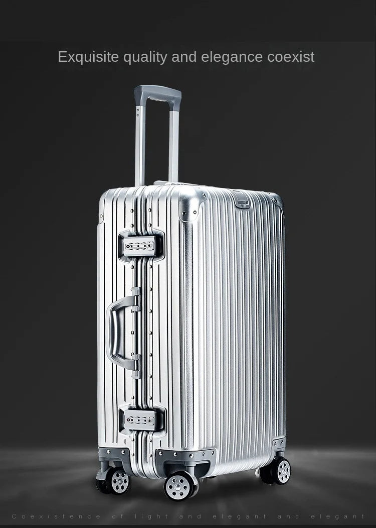 Independent design 100% Aluminum-magnesium Material High Quality 20/24/26/28 Size Travel Luggage Spinner Brand Travel Suitcase