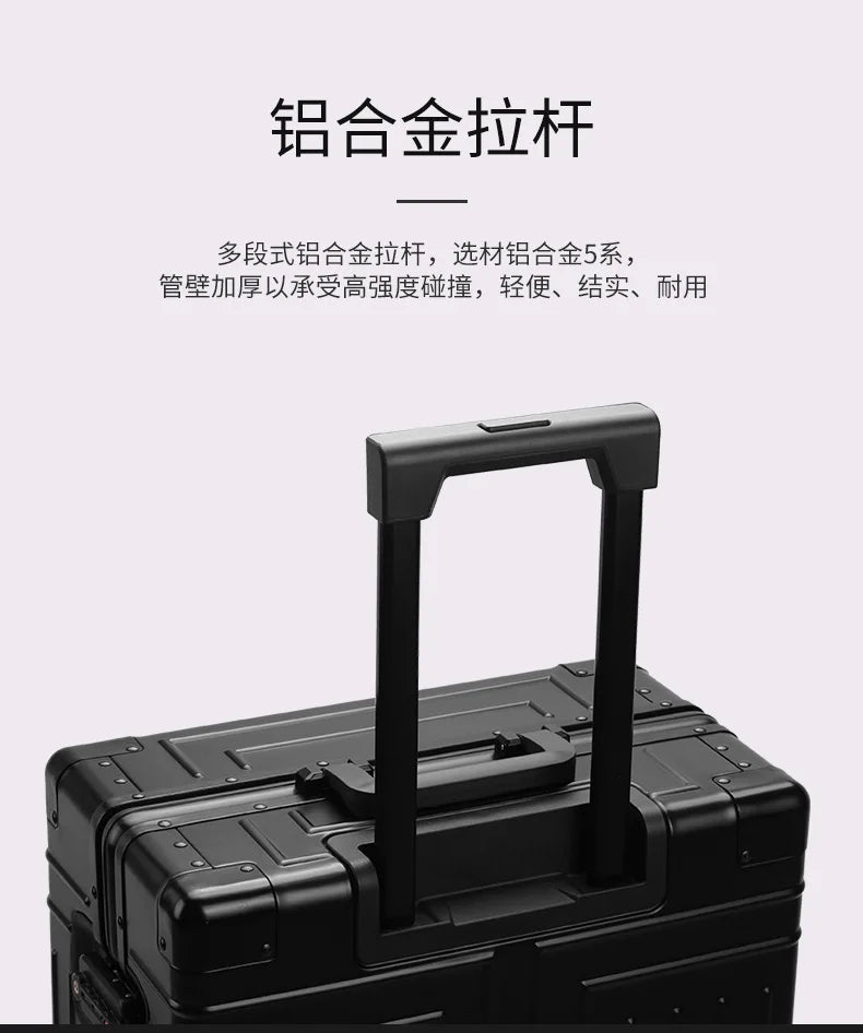 100% Aluminum-magnesium Alloy Material High Quality Senior Travel Luggage 20/24/26/28 Size Spinner Brand Travel Suitcase