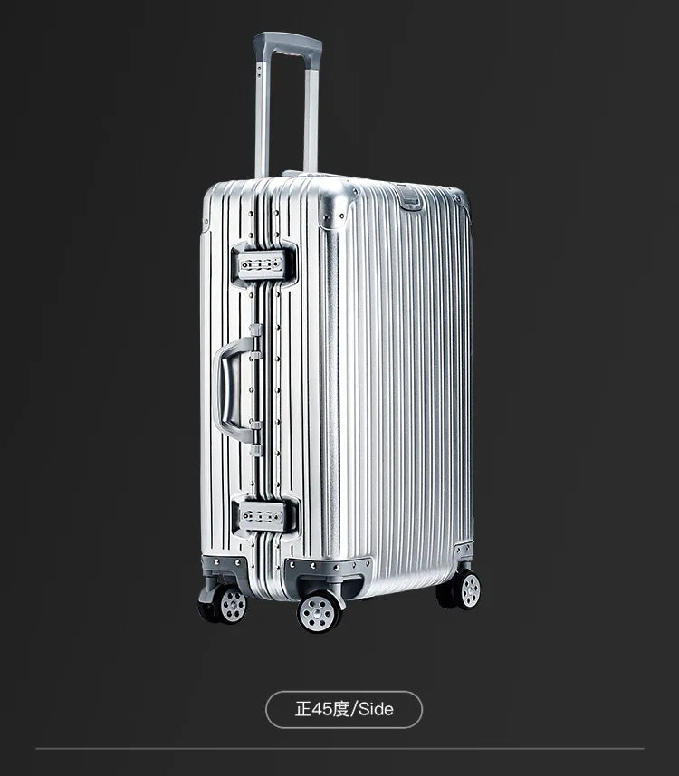 Independent design 100% Aluminum-magnesium Material High Quality 20/24/26/28 Size Travel Luggage Spinner Brand Travel Suitcase