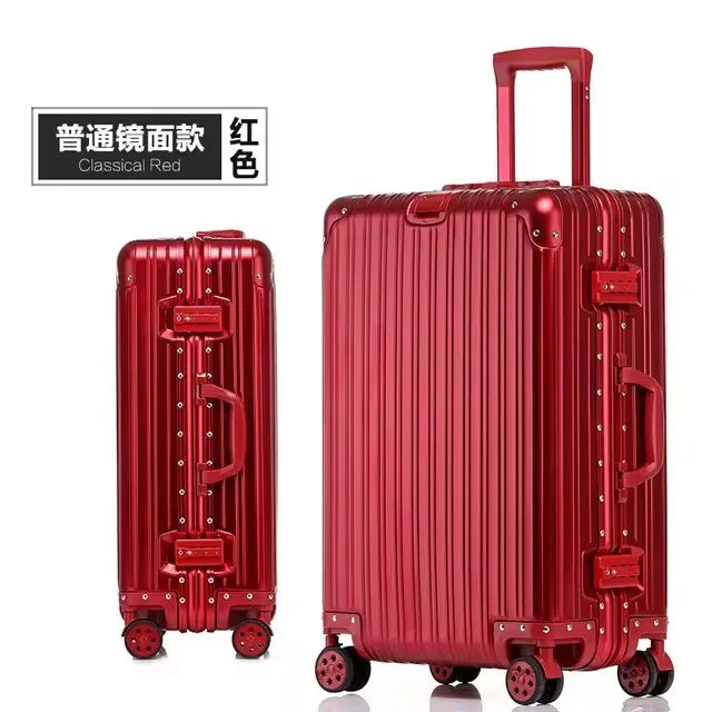 Independent design 100% Aluminum-magnesium Material High Quality 20/24/26/28 Size Travel Luggage Spinner Brand Travel Suitcase