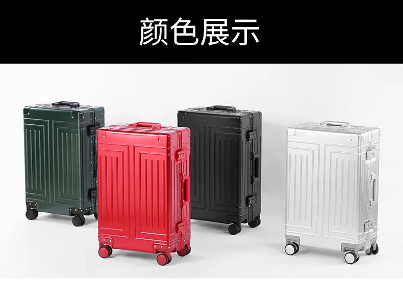 100% Aluminum-magnesium Alloy Material High Quality Senior Travel Luggage 20/24/26/28 Size Spinner Brand Travel Suitcase
