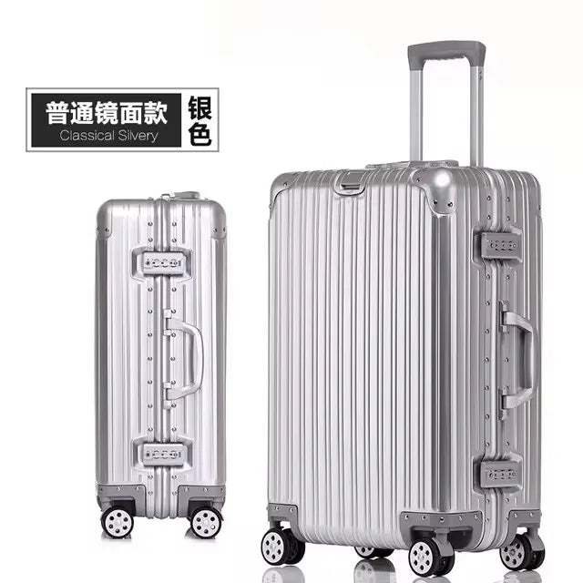 Independent design 100% Aluminum-magnesium Material High Quality 20/24/26/28 Size Travel Luggage Spinner Brand Travel Suitcase